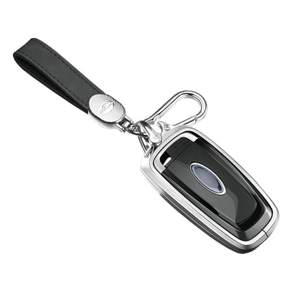Custodia per chiave auto in TPU argentato in lega di alluminio con fibbia per Ford