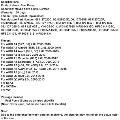 Pompa carburante pompa ad alta pressione 2011-2015 AUDI A6 Avant (4G5, C7, 4GD) 06J127025E