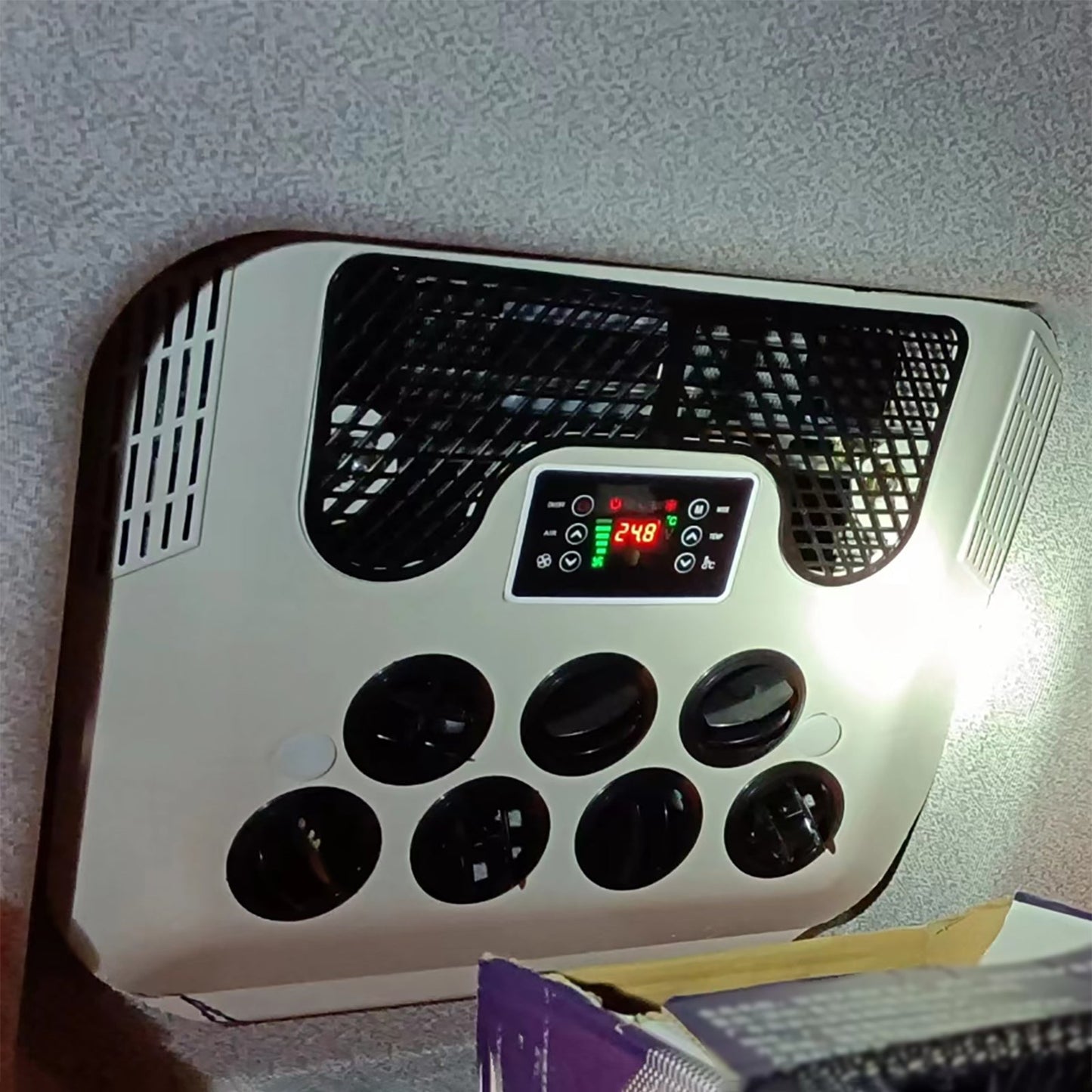 Condizionatore d'aria per camper a pompa di calore da 24 V, unità senza canalizzazione, riscaldamento/raffreddamento per camper e roulotte.