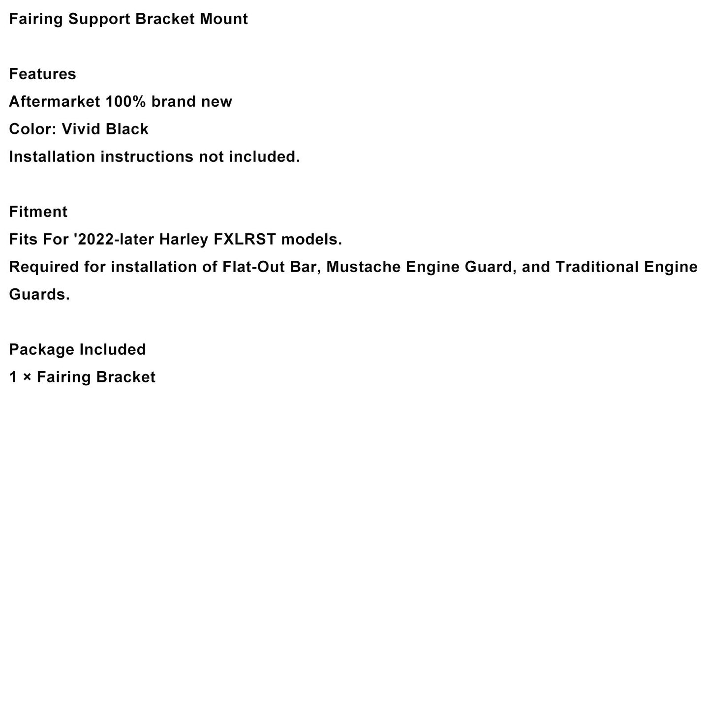 Kit di montaggio staffa di supporto carenatura Low Rider ST FXLRST 2022-2025