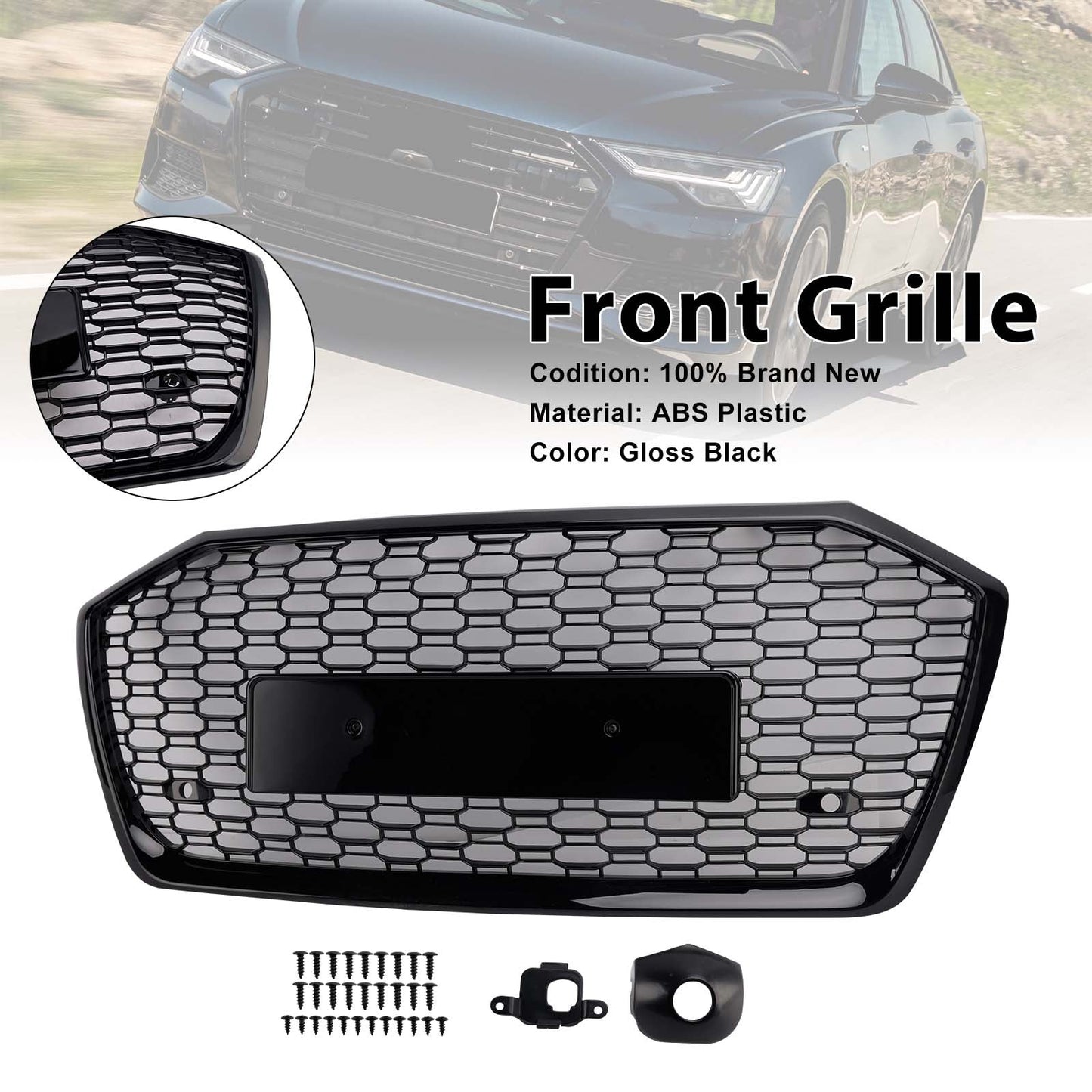 Griglia anteriore a nido d'ape in stile RS6 per Audi A6 S6 2019-2023 senza ACC