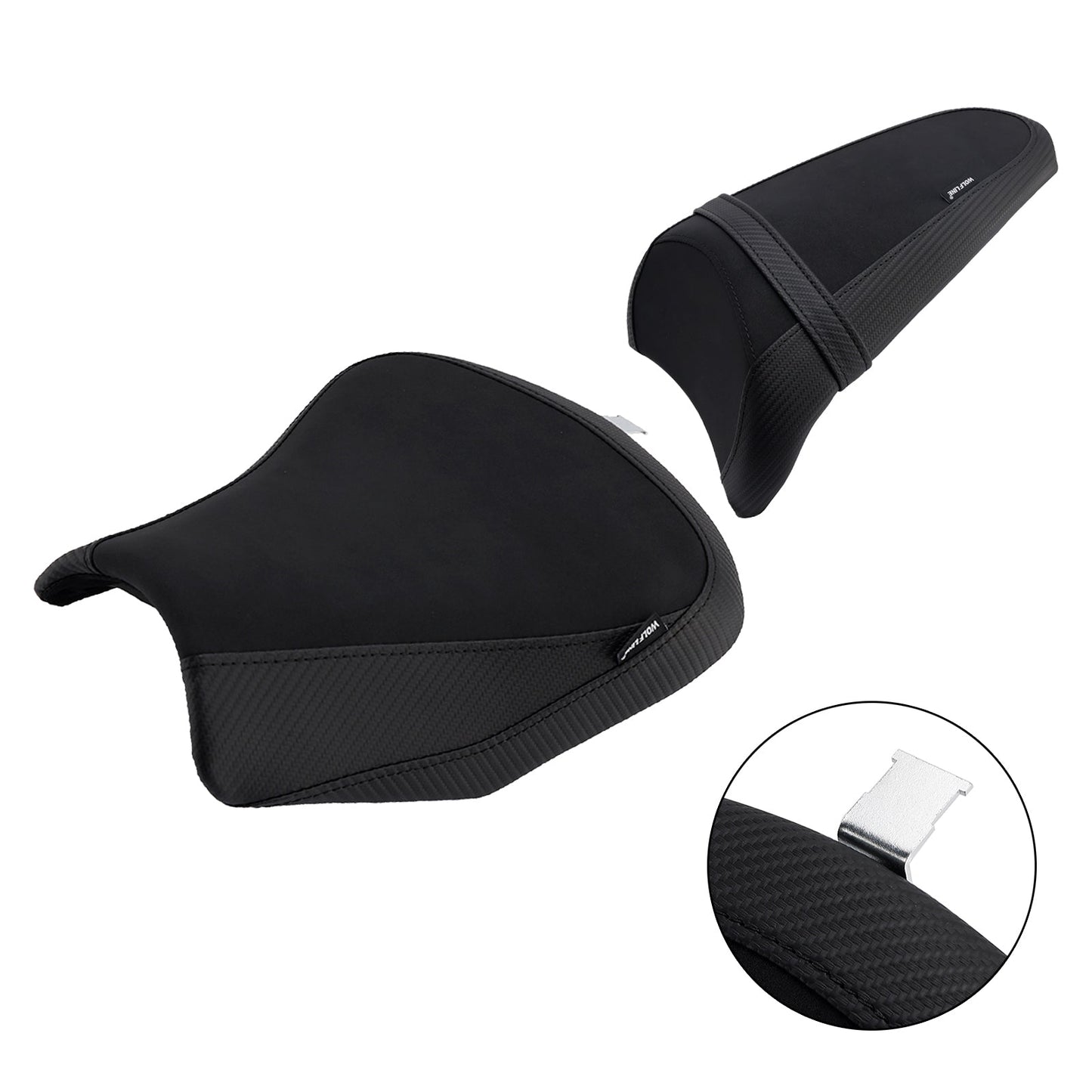 Kit cuscini passeggero anteriore e posteriore Raider neri per Kawasaki Ninja 650 Z650 2017-2025