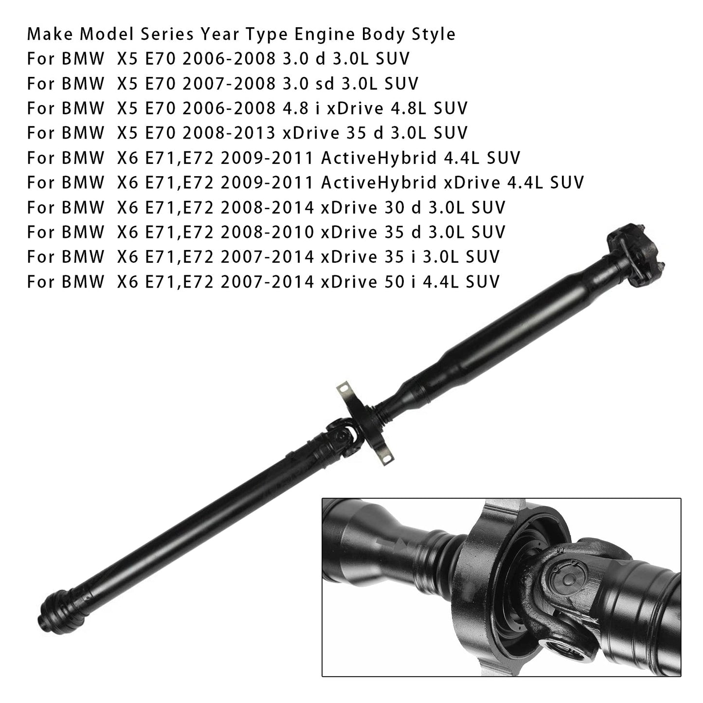 Gruppo albero di trasmissione posteriore BMW X6 E71,E72 xDrive 35 i 3.0L SUV 2007-2014 26107564398