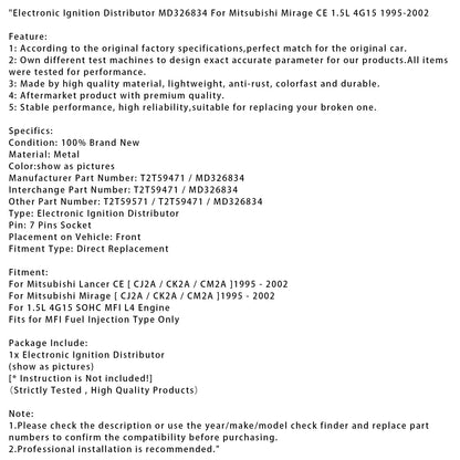 Distributore di accensione elettronico MD326834 per Mitsubishi Mirage CE 1.5L 4G15