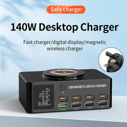 Caricabatterie USB multiporta intelligente per notebook PD100W, caricabatteria rapido da 140 W, Regno Unito