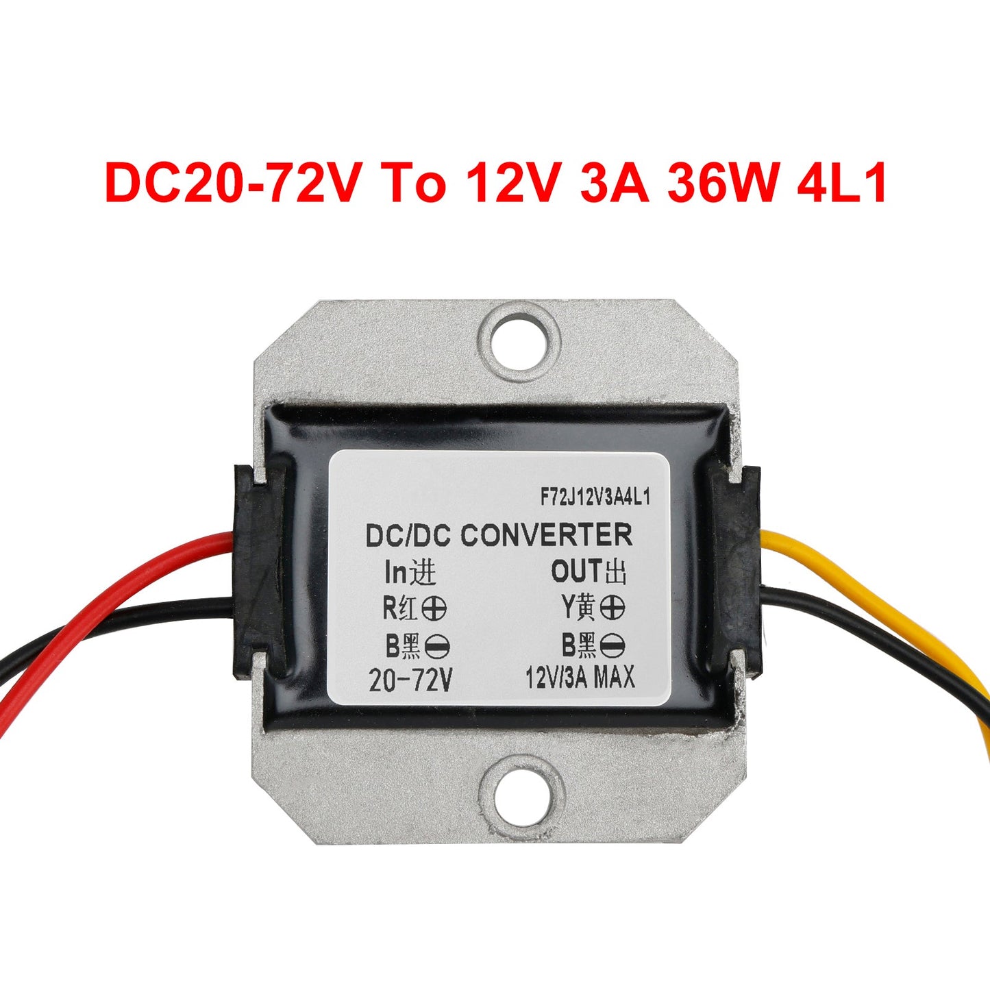 Convertitore Buck Step-Down impermeabile da 20-72 V a DC12 V 3 A Modulo di alimentazione per auto