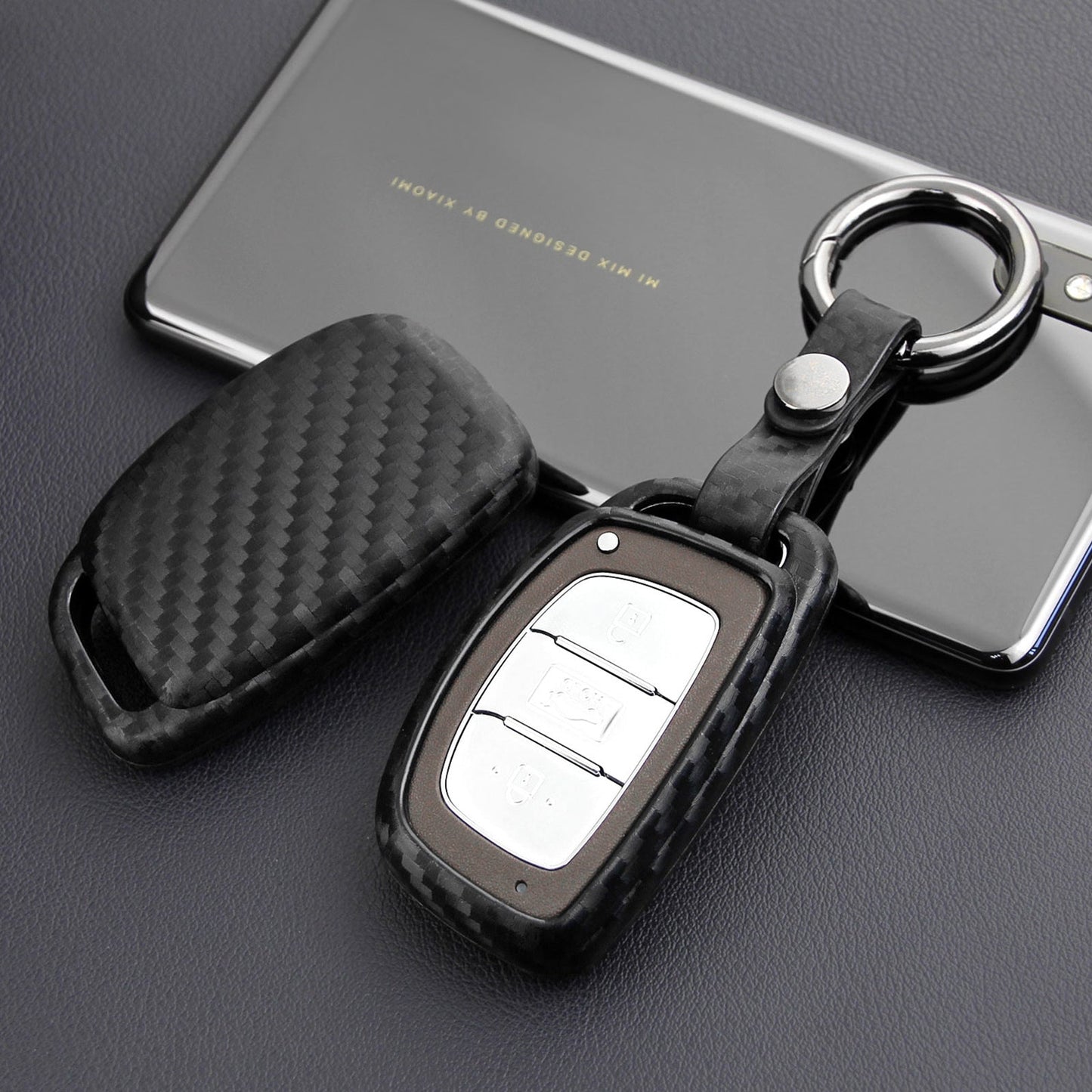 Custodia in similpelle e silicone per chiave auto con fibbia per Hyundai