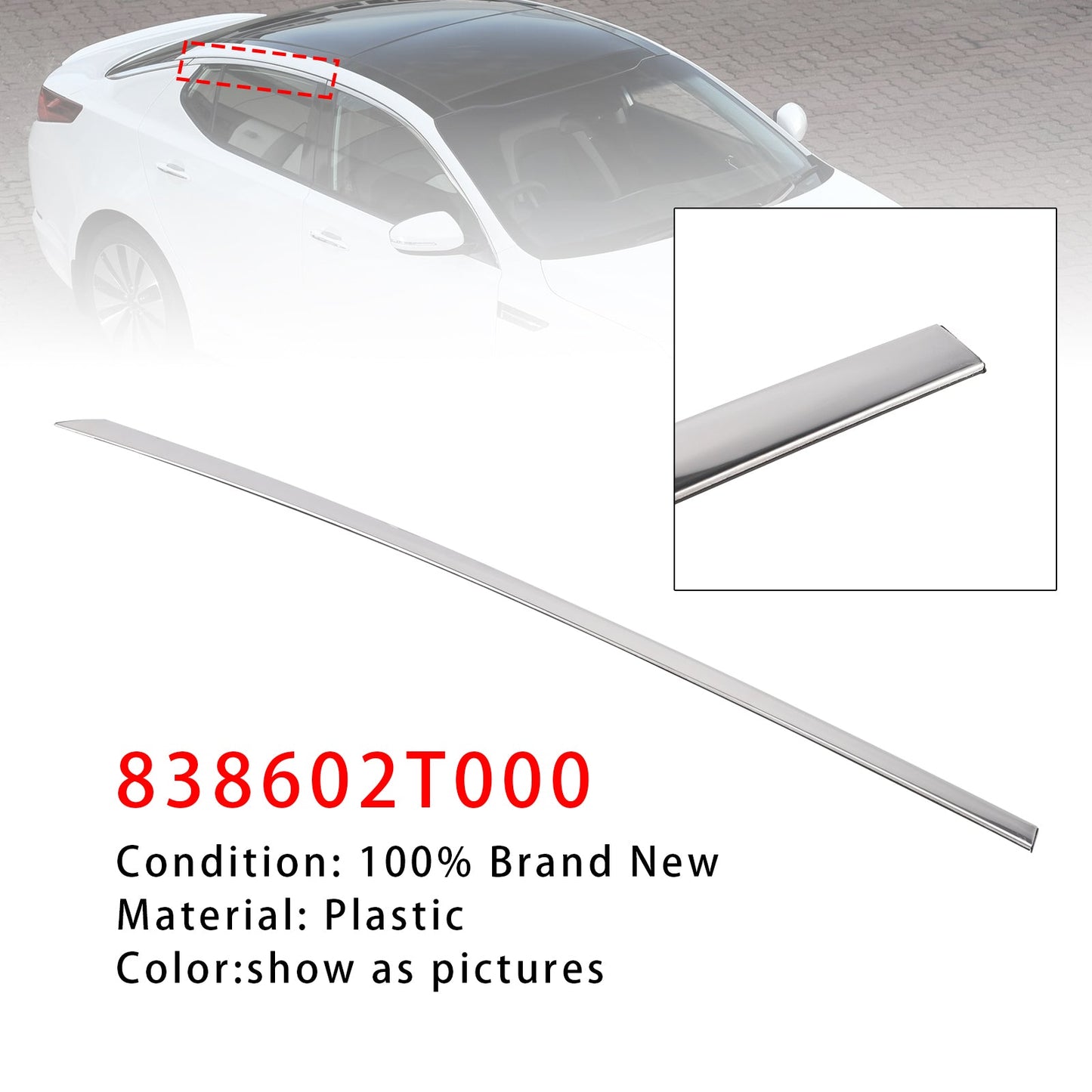 Modanatura cromata per pannello porta posteriore superiore lato destro Kia Optima 2011-2015