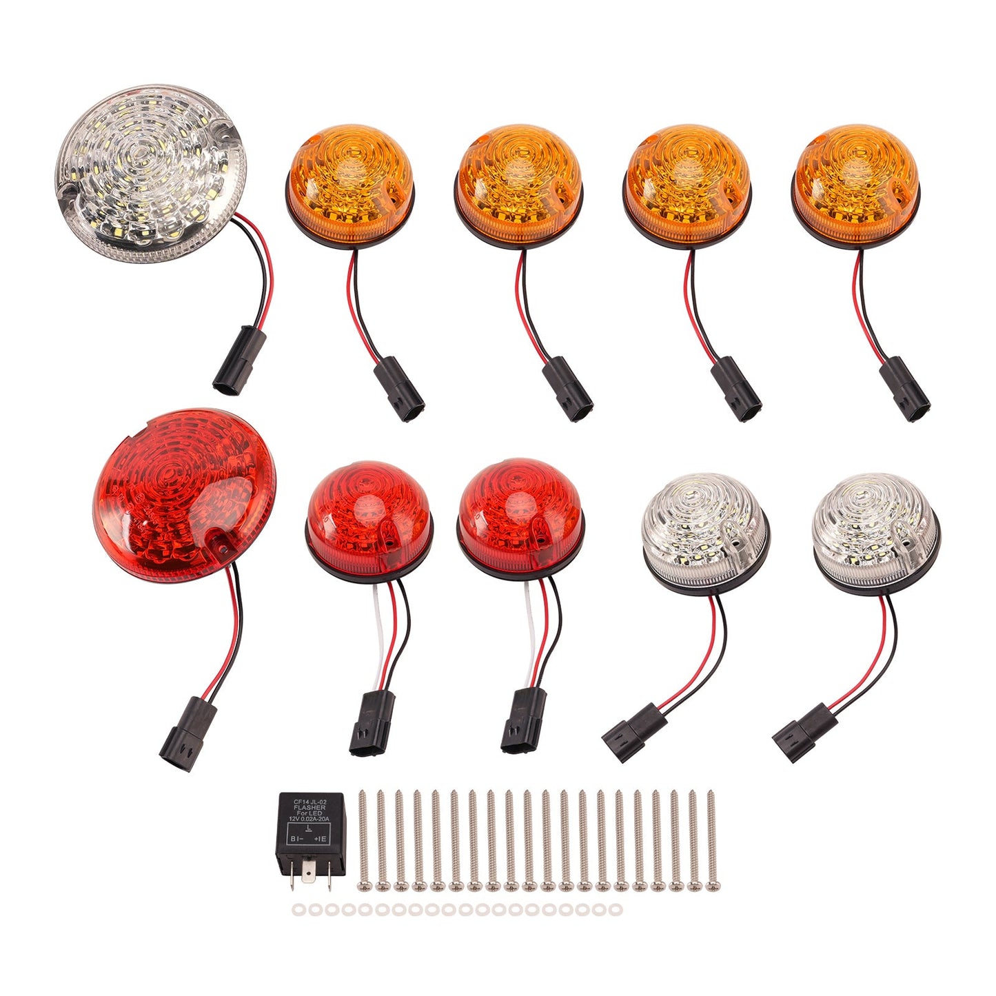 Kit di 10 luci diurne a LED colorate DRL (Drill, Fendinebbia e Luci Posteriori) per Land Rover Defender 90/110 (1983-1990)