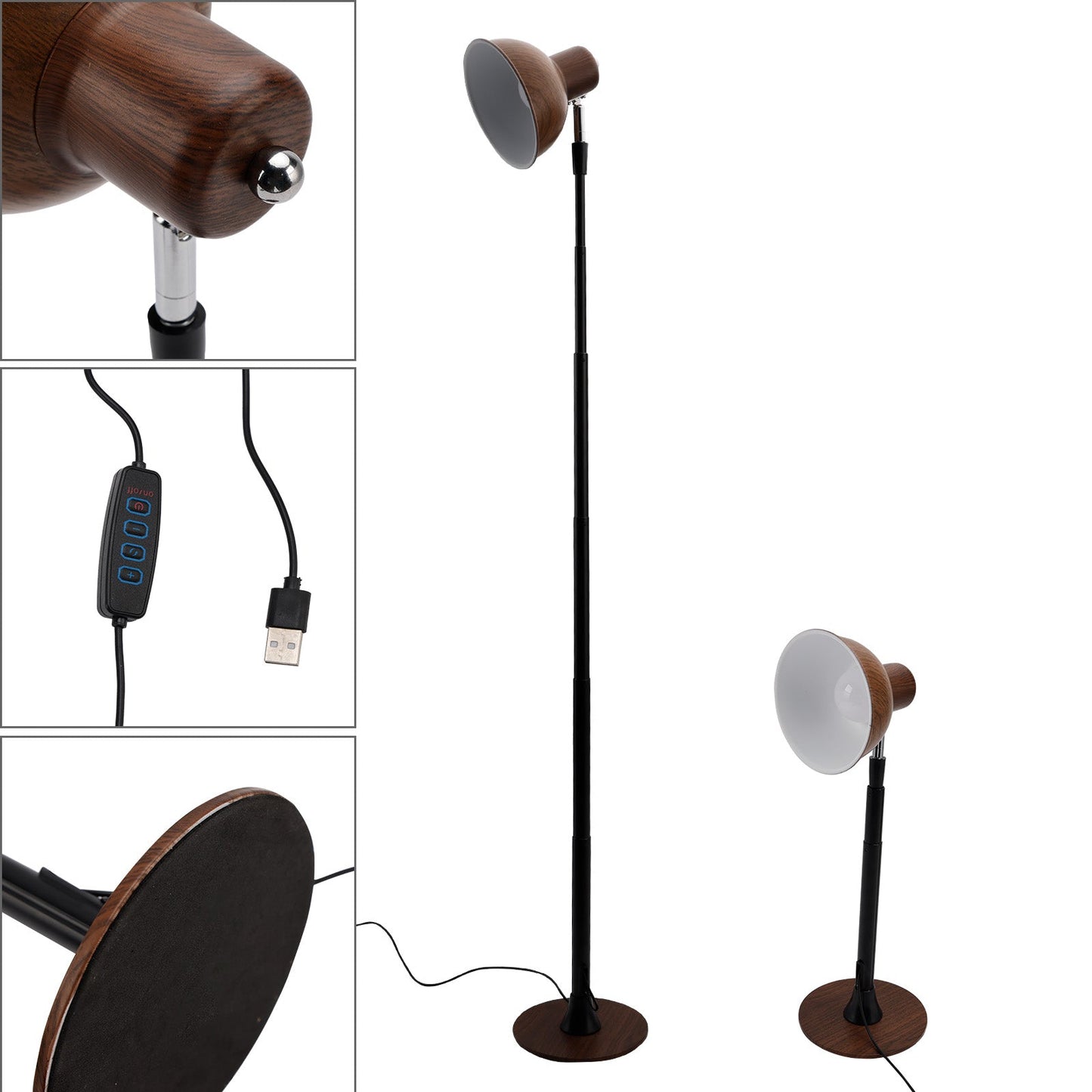 Lampada da terra e da tavolo a LED regolabile, nera, dimmerabile per soggiorno/ufficio, 3 colori