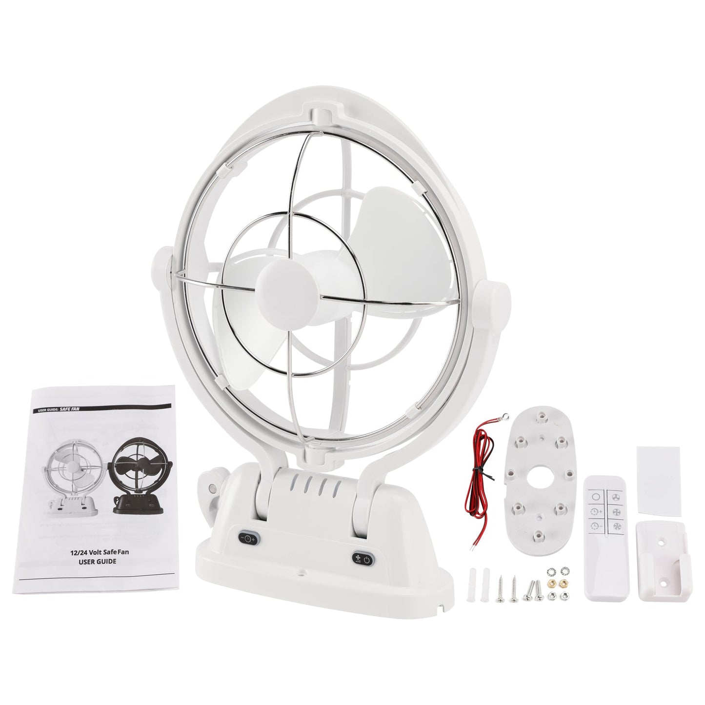 Ventola a basso consumo con rilevamento automatico 12V/24V per barche e camper, colore bianco
