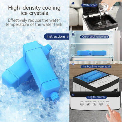 Condizionatore d'aria evaporativo portatile da 10 litri, raffrescatore evaporativo 3 in 1 con ventola e umidificatore con telecomando