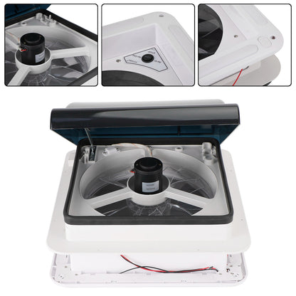 12V 6W Manuale sfiato tetto roulotte da 14 "RV Ventola per camper luce a LED