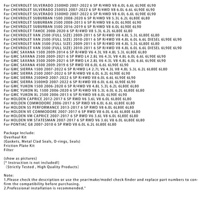 Ricostruzione del cambio principale CHEVROLET VAN 2500 (FULL SIZE) 2010-2011, 6 marce, cambio automatico/4 ruote motrici, V8, 4,8 l, 6,0 l, 6,6 l, 6L90E, 6L80, 6L80E