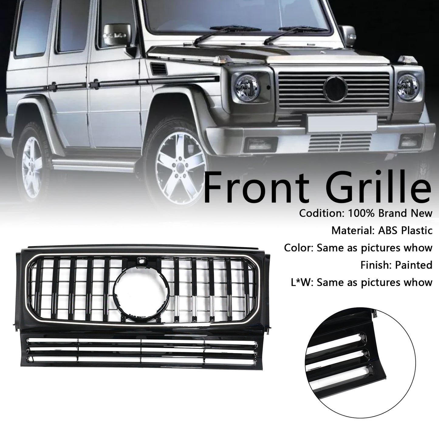Per Mercedes Benz W463 1990-2018 con griglia per paraurti anteriore nera lucida a LED