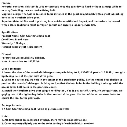 Strumento di fissaggio dell'ingranaggio a camme J-35652-A adatto al motore Detroit Diesel serie 60 M30116