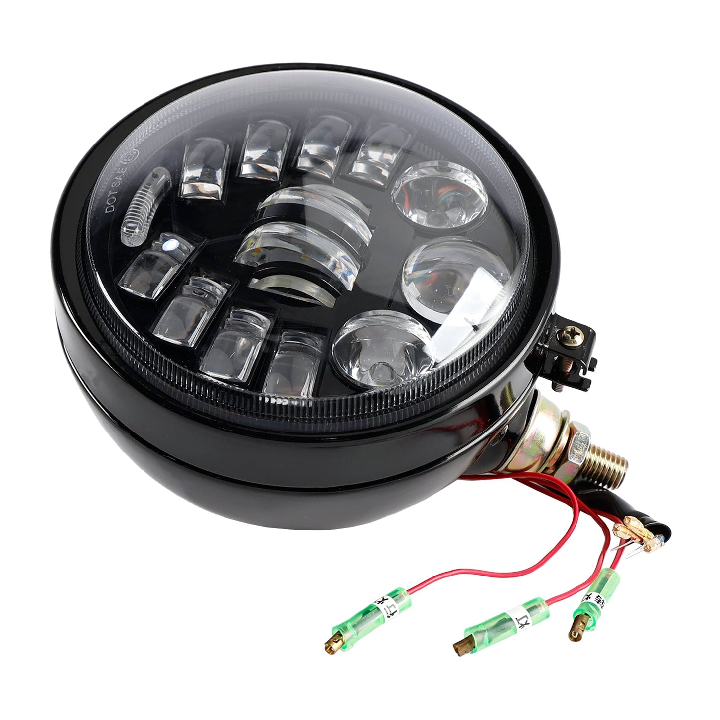 Faro anteriore da 5,75"" universale multifunzionale nero n. 82 per moto