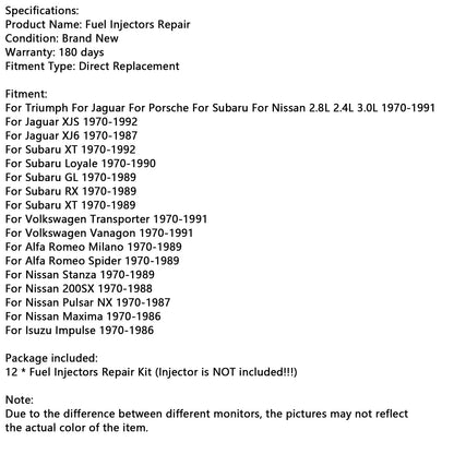 Kit di riparazione iniettori carburante Nissan Stanza 12 pezzi 1970-1989