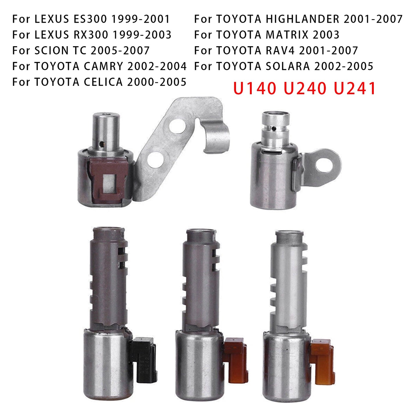 Kit solenoide trasmissione TOYOTA SOLARA 5 pezzi 2002-2005 U140 U240 U241