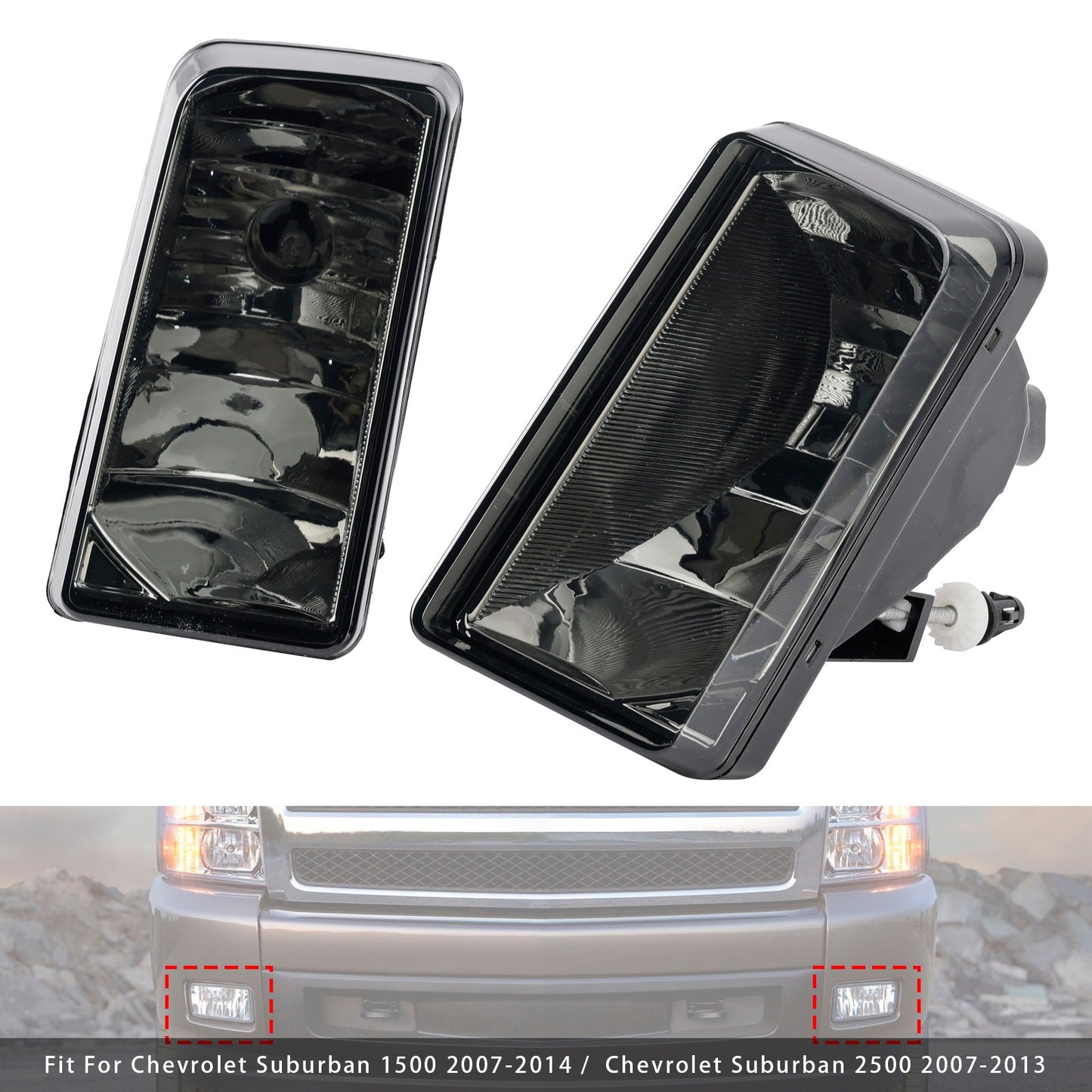 Coppia di fari fendinebbia anteriori con lampadine per Chevy Silverado 2007-2013, lenti fumé