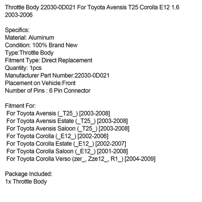 Corpo farfallato Toyota Corolla (_E12_) 2002-2006 22030-0D021