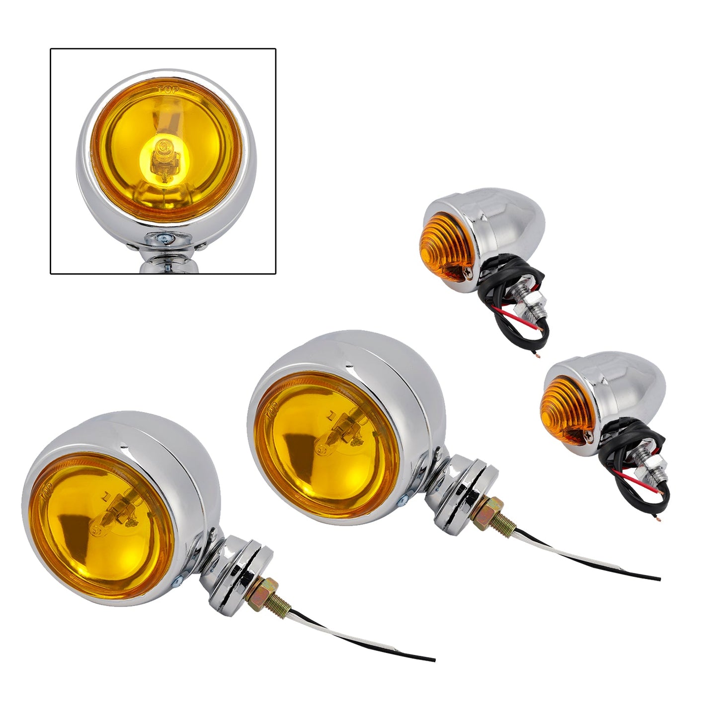 Faro fendinebbia cromato personalizzato per moto #D20 per Bobber Chopper da corsa