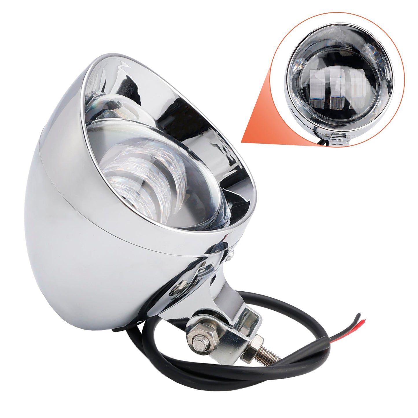 Faro fendinebbia cromato personalizzato per moto, adatto per bobber, chopper e racer
