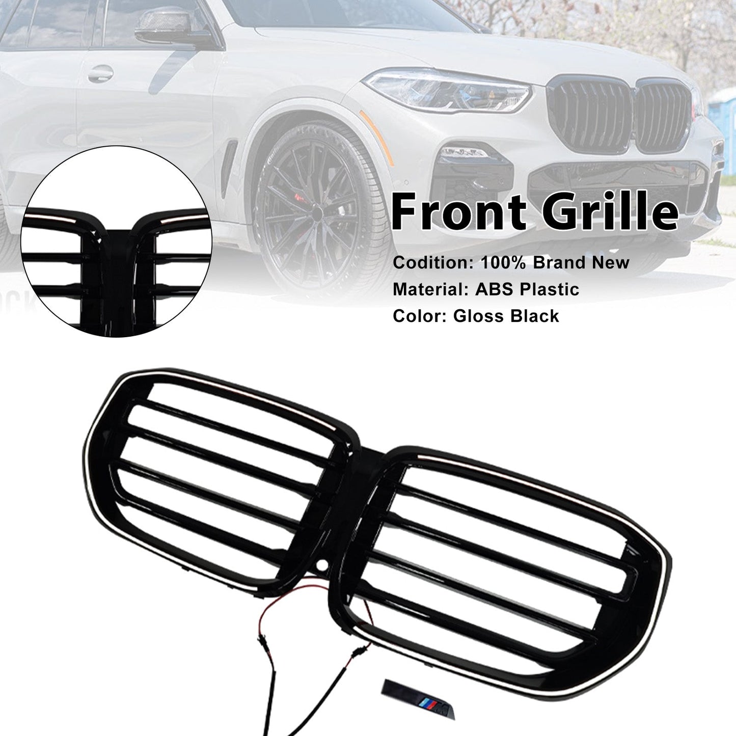 Griglia paraurti anteriore a linea singola con LED in stile M per BMW G05 LCI X5 2024+