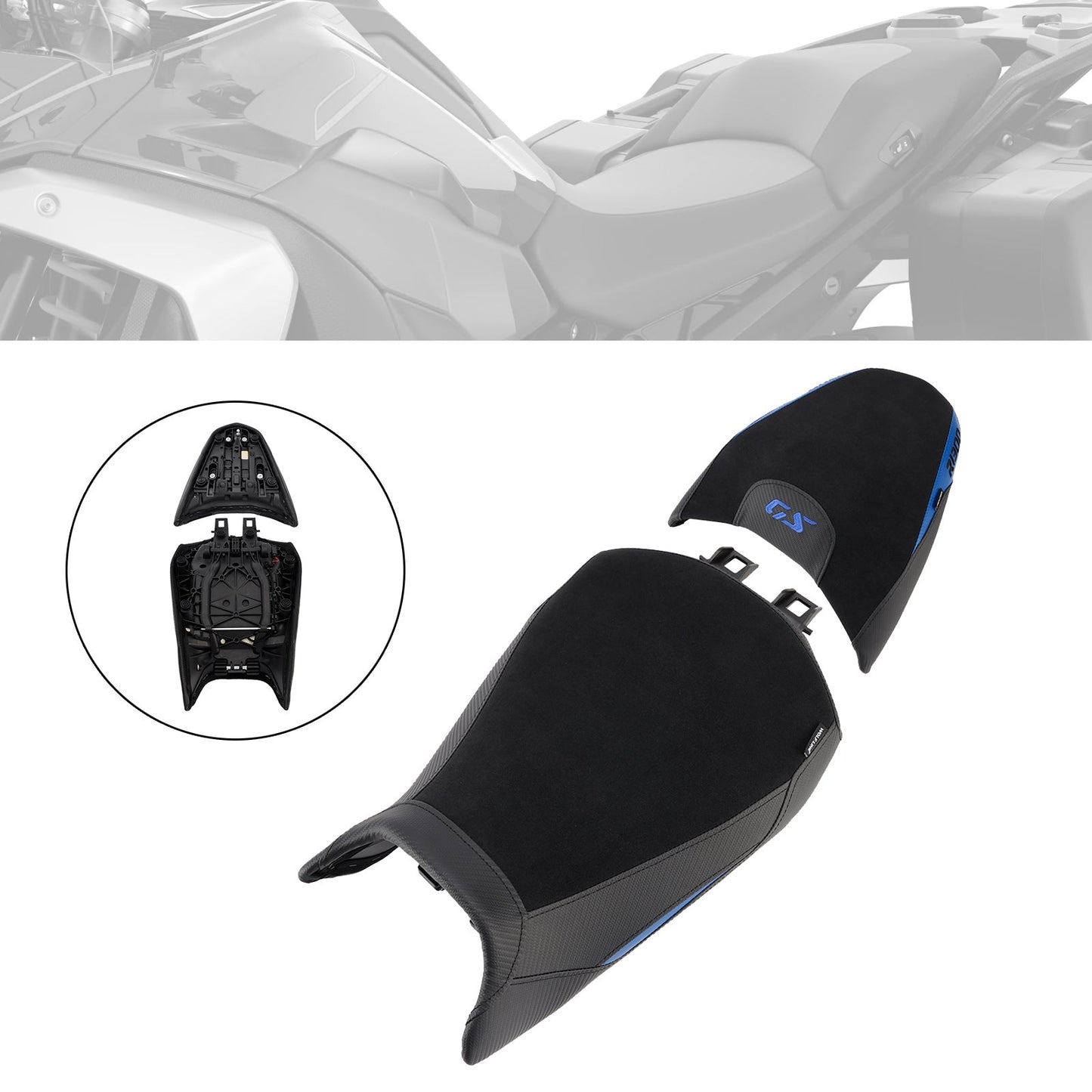 Kit cuscini passeggero Raider anteriori e posteriori blu per BMW R1300GS 2024-2025.