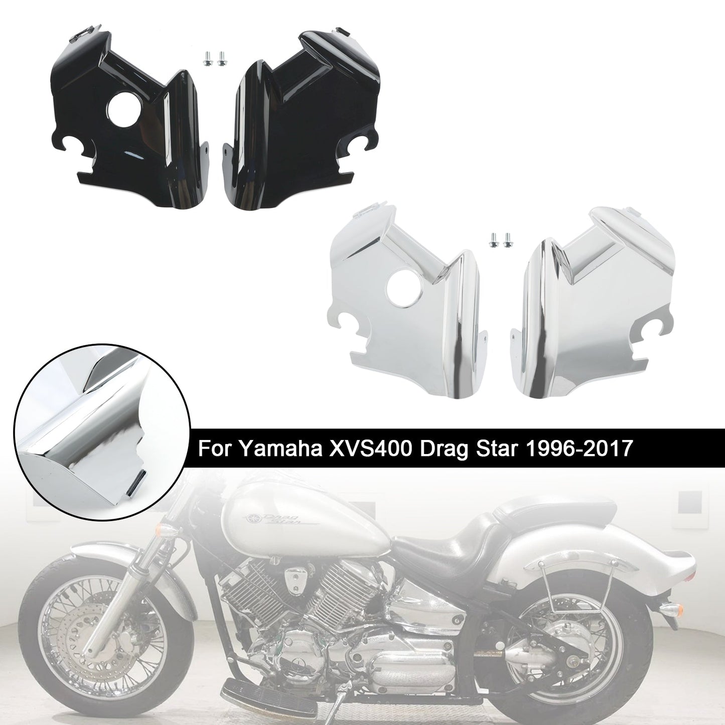 1997-2003 Yamaha XVS650 Drag Star V-Star 650 Custom Classic Yamaha XVS400 Drag Star Forcella Telaio Coprimanico