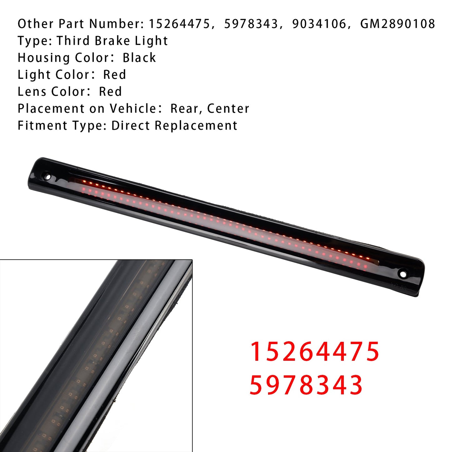 Terza luce freno posteriore 15264475 per Buick Chevy Oldsmobile Pontiac Saturn Van