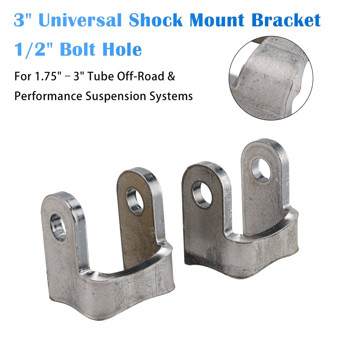 Staffa di montaggio ammortizzatore universale da 3"" con foro per bullone da 1/2"" per sospensioni ad alte prestazioni da 1,75"" a 3"".