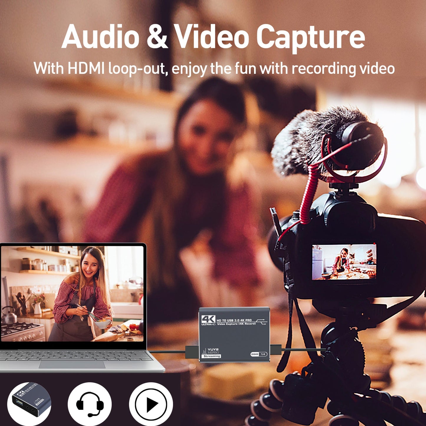 Scheda di acquisizione HDMI Video 4K Live Set-Top Box Registrazione Acquisizione audio