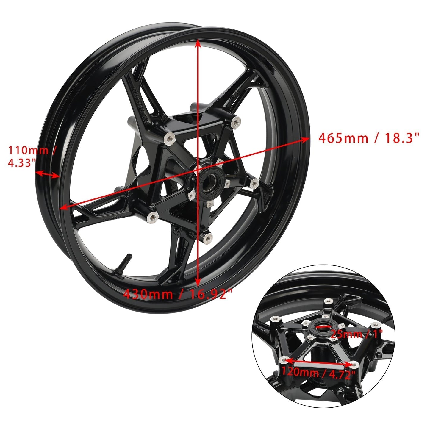 Cerchione ruota anteriore nero lucido BMW S 1000 XR (K69) 2019-2023