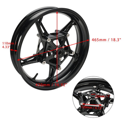 Cerchio ruota anteriore nero lucido adatto per BMW S1000R/ RR/ XR K63/ K67/ K69 2019-2023
