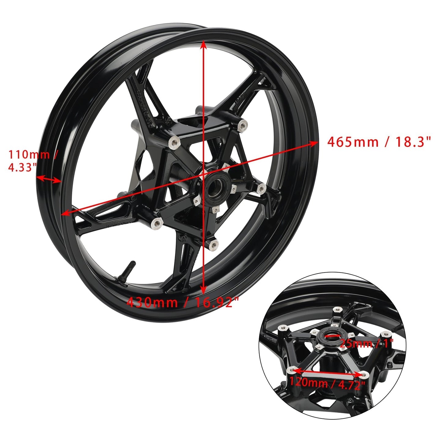 Cerchio ruota anteriore nero lucido BMW S 1000 RR (K67) 2019-2023