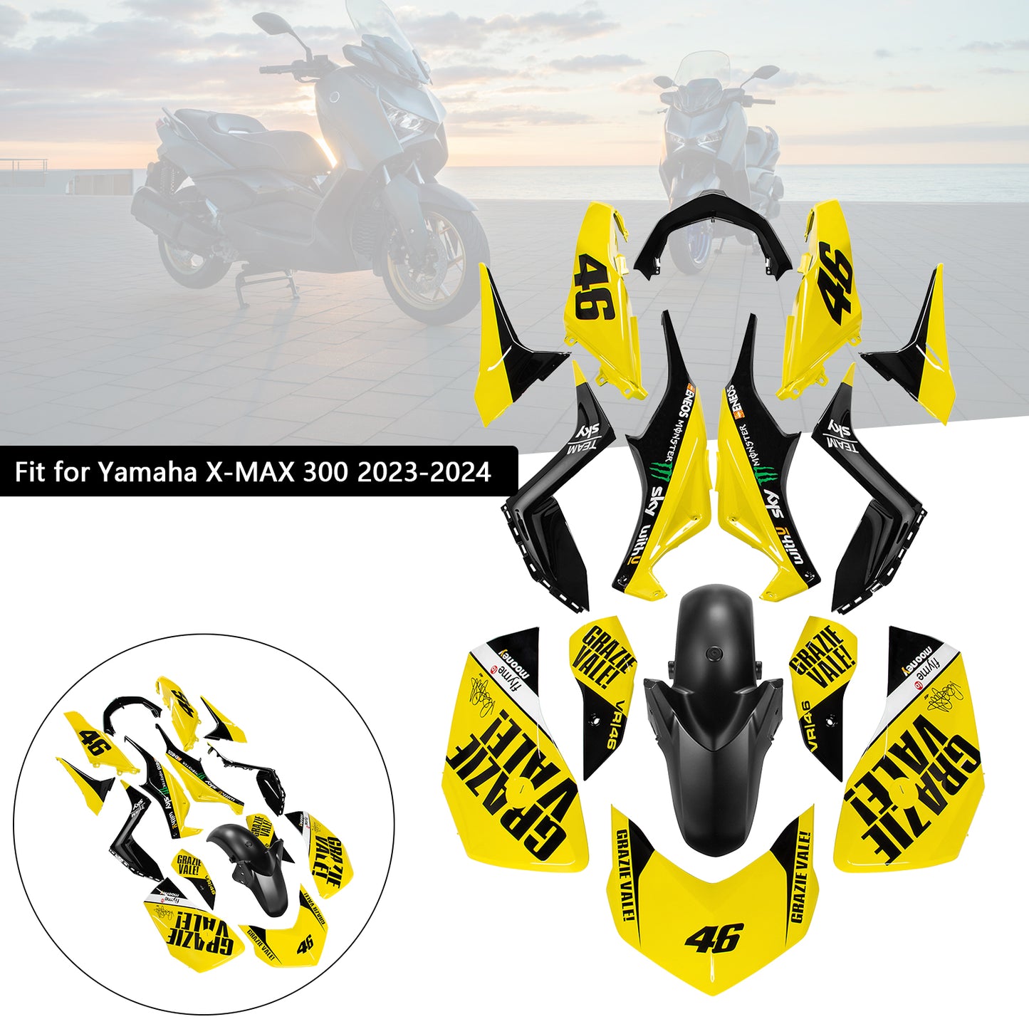 Kit carena carrozzeria iniezione ABS per Yamaha X-MAX 300 XMAX 2023-2024