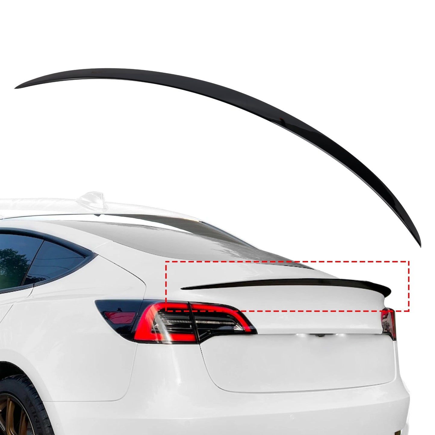 Spoiler posteriore nero lucido per Tesla Model 3 17-23, stile originale di fabbrica