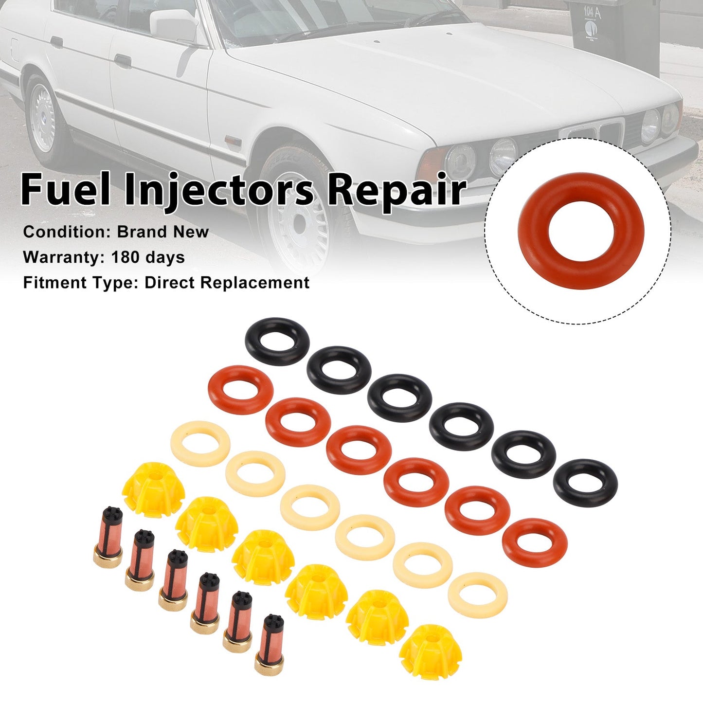 Guarnizione O-ring per iniettore carburante 0280150414 compatibile con BMW Serie 5 E34 87-93 E39 1995-2003