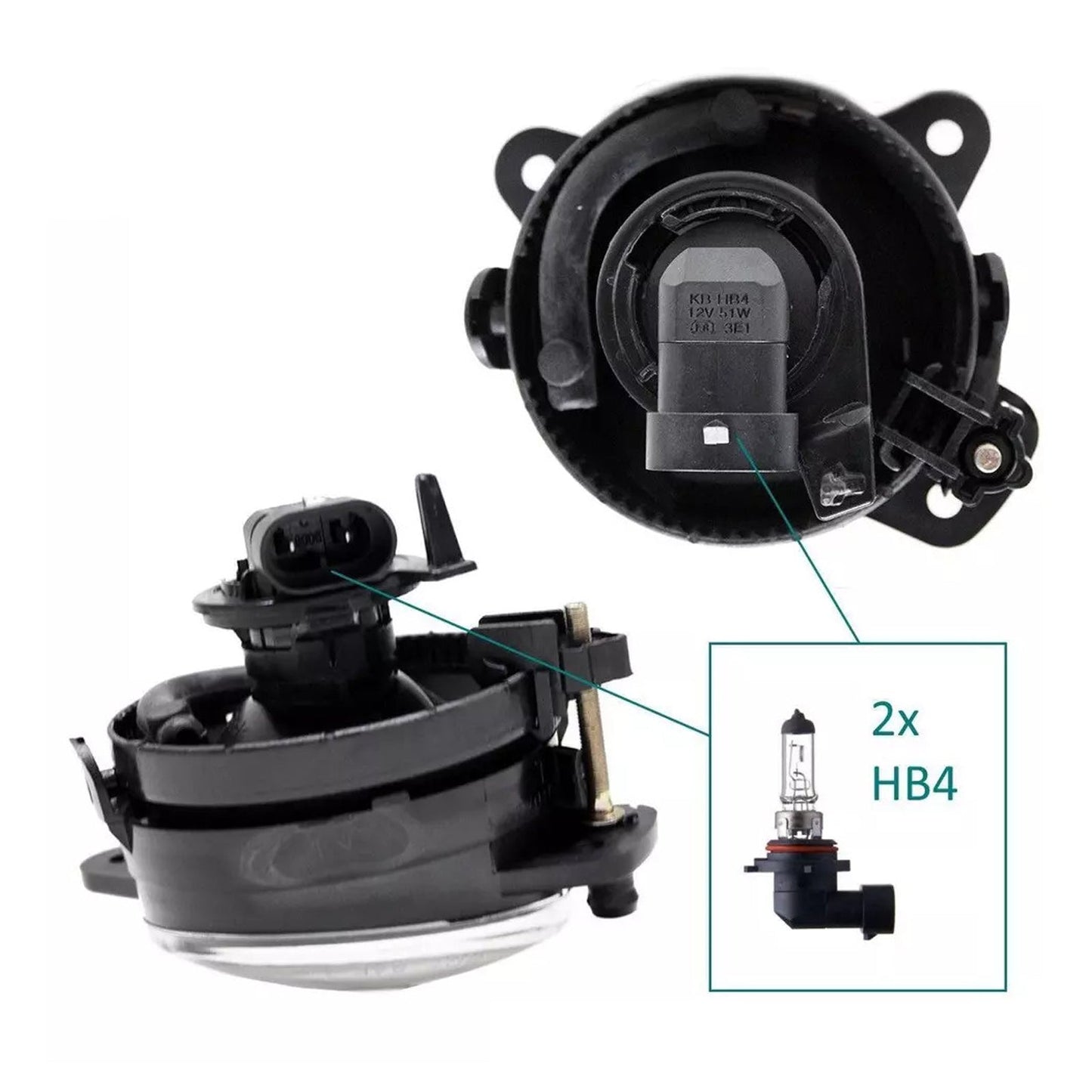 Coppia di fendinebbia anteriori con lampadine per VW Transporter T5 e Caravelle 2003-2010