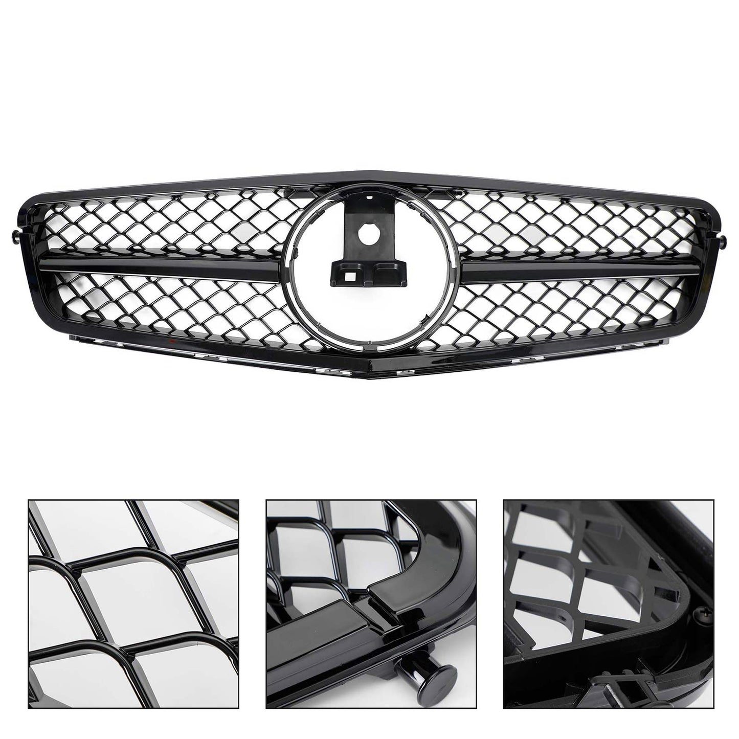 Griglia per paraurti anteriore nera adatta per classe C Benz W204 C300 C350 2008-2014