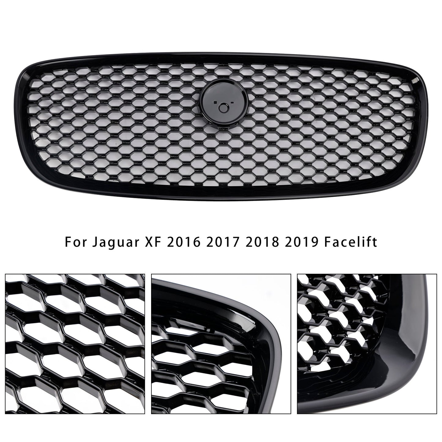 Griglia paraurti anteriore Jaguar XF XF-R Style 2016-2019, nero lucido
