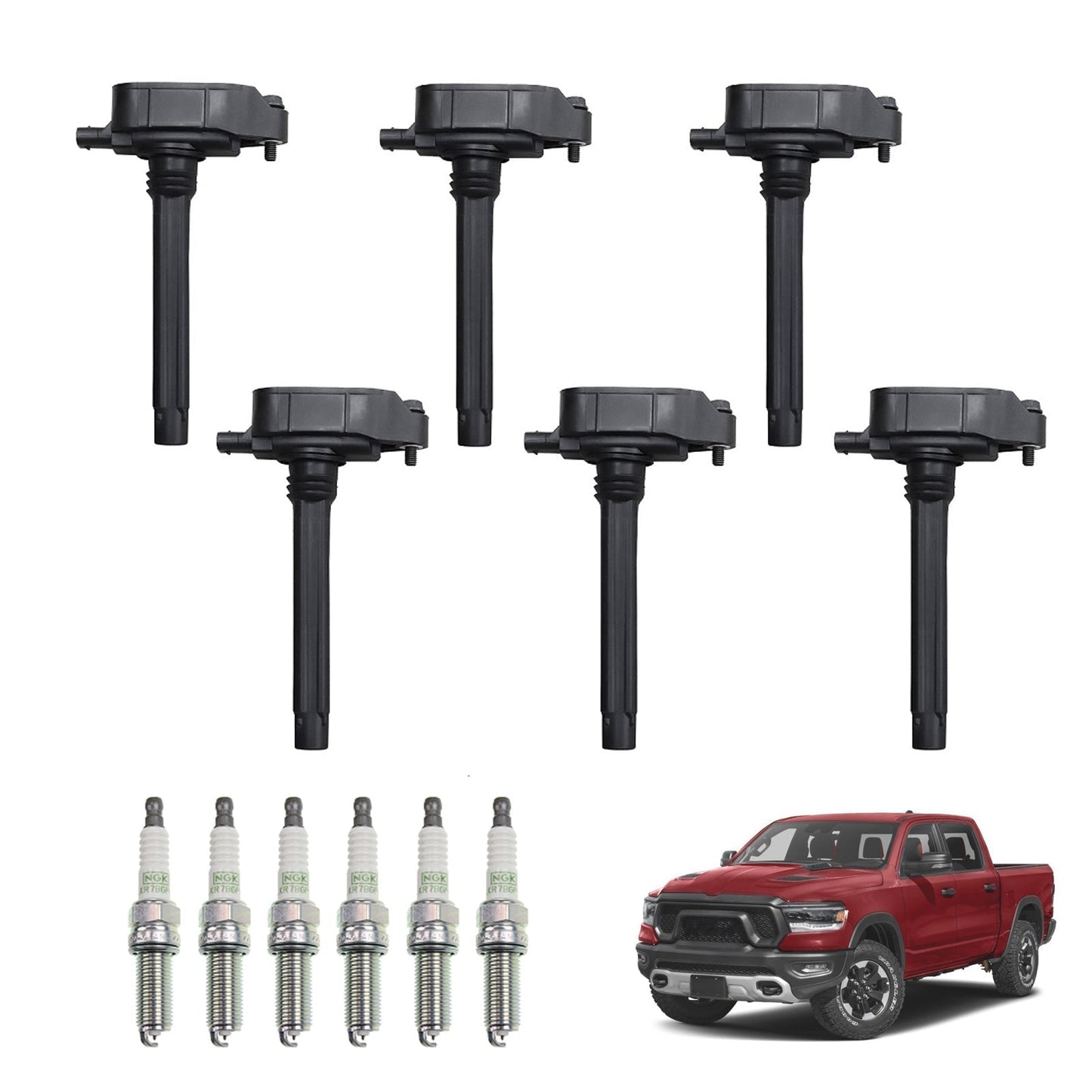2018-2021 Jeep Wrangler 3.6L 6 pezzi Bobina di accensione + Candela UF807 0221504038 68223569AB