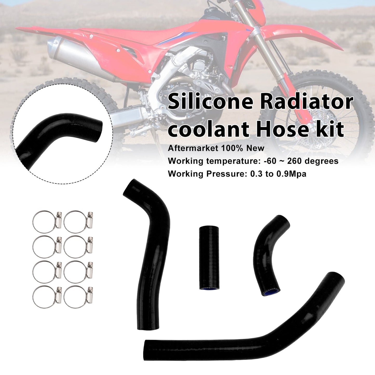 Kit di tubi flessibili in silicone per il liquido di raffreddamento del radiatore, compatibile con Honda CRF450R RX RWE 21-25
