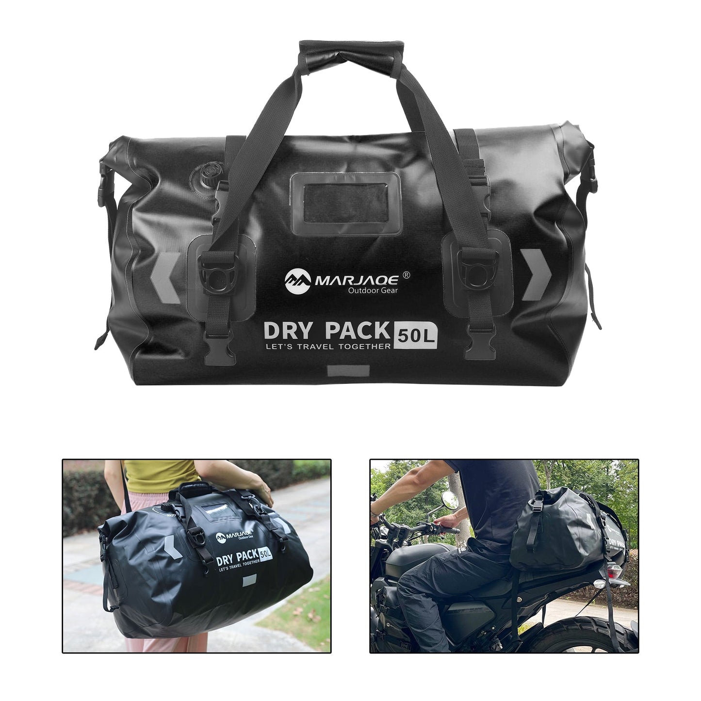 Borsa laterale universale per bagagli in PU da 50 litri per motocicletta, colore: GialloB