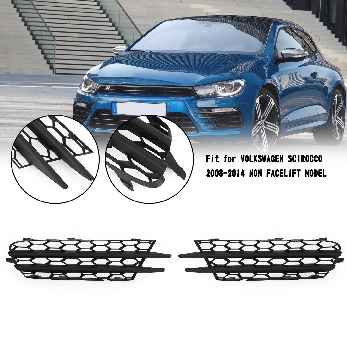 2008-2014 VW Scirocco coppia paraurti anteriore O/S griglia inferiore 1K8853666B