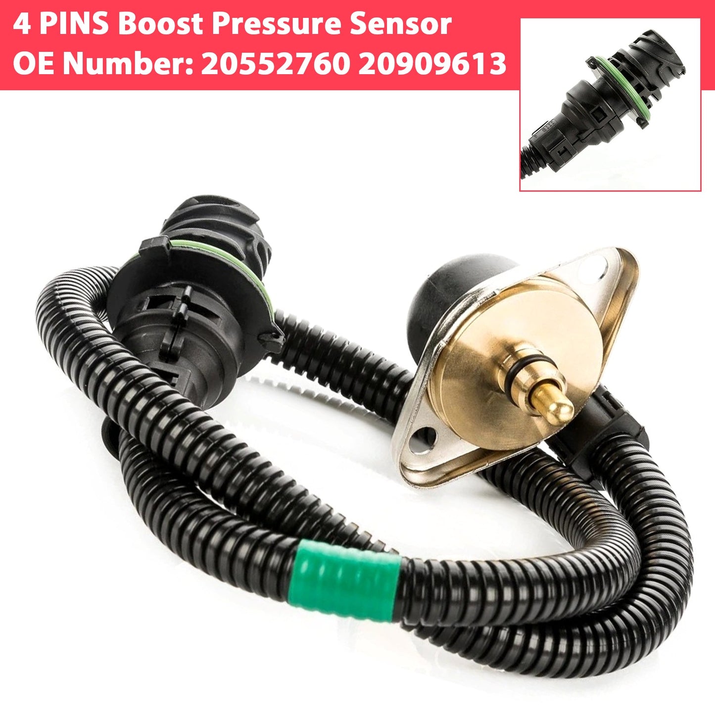 Volvo FH16 FL6 FM10 FM7 FH12 4 PIN Sensore di pressione di sovralimentazione 20552760 20909613