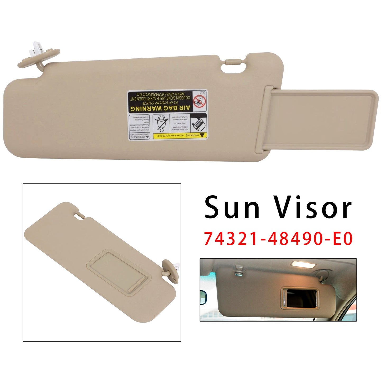 Parasole destro beige 74321-48490-E0 per Toyota Highlander 2008-2013
