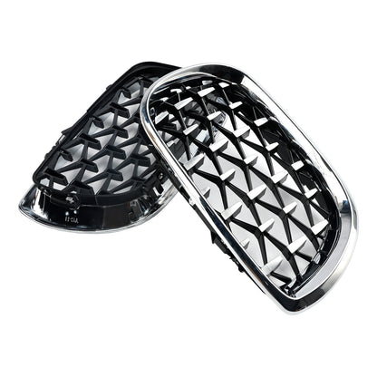Pair Chrome Diamond Grille For BMW E46 Saloon/Touring Facelift 2002-2005 4Dr