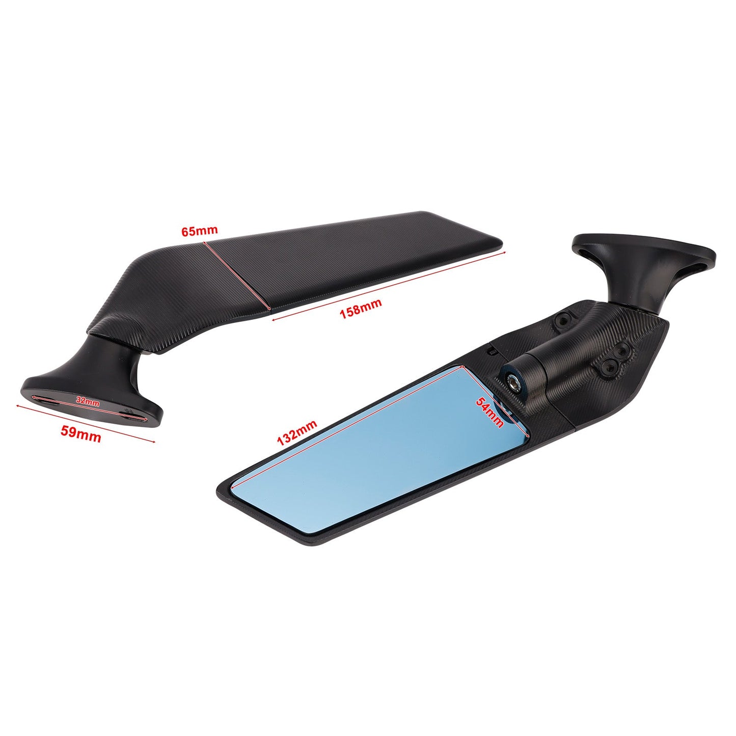 Specchietti retrovisori neri a pinna per Honda CBR600F 2011-2014 e CBR650R 2019-2023